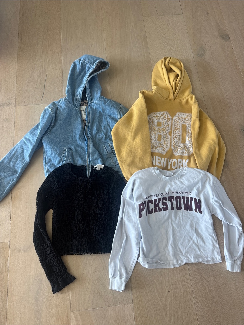 Girls Zara and Abercrombie tops and jacket